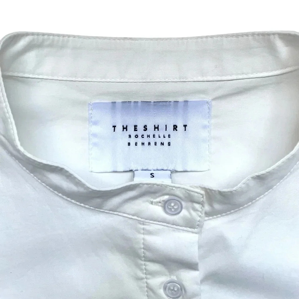 The Shirt by Rochelle Behrens White Button Up Flutter Sleeve Top NWOT Size Small - Picture 4 of 6